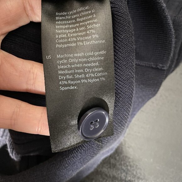 COS Cardigan Size L Navy Button Front V-Neck Relaxed Fit Slouchy Ribbed Knit - Picture 11 of 14